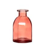 Flaschenvase JAZZY aus Glas, mit Rillen, rot-transparent, 10cm, Ø6,5cm