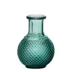 Flaschenvase Glas DONKA mit Rautenmuster, türkis-transparent, 11,5cm, Ø8,5cm