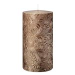 Stumpenkerze VALENTIANO, Florales Muster, rosegold, 13cm, Ø6,8cm, 52h - Made in Germany