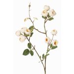 Künstlicher Kohl-Rosen Zweig LORRAINE, Eco Collection, creme-gelb, 60cm, Ø3cm