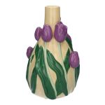 Blumenvase LIMEA aus Dolomit, 3D Tulpen, beige-lila-grün, 21,6cm, Ø13,3cm