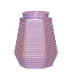 Hexagon Blumenvase DEMETRIOS mit Karomuster, Glas, rosa, 18cm, Ø13cm
