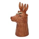 Stielblumenvase Hirsch ELWINO aus Keramik, braun, 17,5x14x30cm