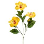 Künstlicher Hibiskus Zweig AMADOU mit Blüten, gelb, 80cm