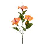 Künstlicher Hibiskus Zweig AMADOU mit Blüten, orange, 80cm
