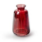 Glas Dekoflasche TATIANA mit Rillen, dunkelrot, 11cm, Ø6,5cm