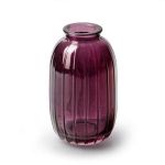 Flasche SILVINA aus Glas, Rillen, kirschrot-klar, 12cm, Ø7cm