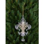 Acryl Anhänger Heraldische Lilie AZARIEL, Glitzer, transparent-gold, 15cm