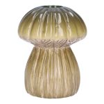 Keramikvase REFELINDE, Pilz Form, Rillen, grün-beige, 12cm, Ø9,5cm