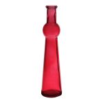 Deko Vase Flasche REYNALDO aus Glas, rot-klar, 23cm, Ø5,5cm