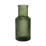 Flasche CARMELA aus Glas, Rillen, grün-klar, 22cm, Ø10cm