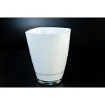 Blumen Vase YULE, Glas, weiß, 13,5x13,5x17cm