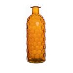 Glas Flasche Vase ARANCHA, Wabenmuster, orange-braun-klar, 20cm, Ø7cm