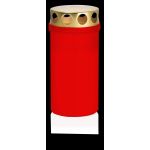 Grabkerze CARMELIA mit Deckel, rot-weiß, 12cm, Ø6,1cm, 50h