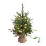 Künstlicher Tannenbaum WELLINGTON, Jutesack, LEDs, 60cm, Ø50cm