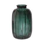 Flasche SILVINA aus Glas, Rillen, waldgrün-klar, 17,7cm, Ø10,8cm