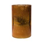 Glas Dekovase RIGOBERTO, Mitte gold, orange-braun-klar, 20cm, Ø12,5cm