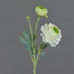 Ranunkel Zweig künstlich YAKIRA, weiß-grün, 40cm, Ø4,5-9cm