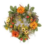 Künstlicher Herbstkranz SABINE, Gerbera, gelb-orange, Ø30cm