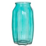 Kleine Glas Tischvase AMORY, türkis-klar, 22cm, Ø12cm
