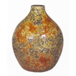 Ballon Vase Keramik TSCHIL, Rustikal, Farbverlauf, ockergelb-braun, 24cm, Ø18cm