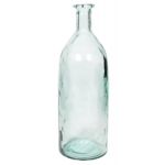 Flaschen Vase aus Glas HERMINIA, blau-klar, 35cm, Ø12cm