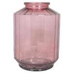 Blumen Glas Vase LOANA, klar-rosa, 35cm, Ø25cm, 12L
