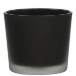Großes Teelichtglas ALENA FROST, schwarz matt, 9cm, Ø10cm