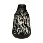 Blumenvase RUSSELL, Glas, Leopardenmuster, schwarz-beige-klar, 30cm, Ø17,5cm