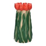 Blumenvase LIMEA aus Dolomit, 3D Tulpen, beige-rot-grün, 24,5cm, Ø12,5cm