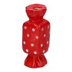 Eckige Stielblumenvase Bonbon AMIEL aus Keramik, mit Punkten, rot-weiß, 4,5x4,5x11,5cm