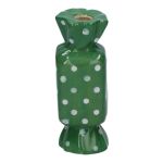 Eckige Stielblumenvase Bonbon AMIEL aus Keramik, mit Punkten, grün-weiß, 4,5x4,5x11,5cm