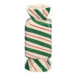Eckige Stielblumenvase Bonbon AMIEL aus Keramik, mit schrägen Linien, grün-rot-weiß, 6,5x6,5x15cm