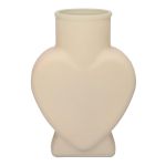 Glas Blumenvase FILIPA in Herzform, mit Fuß, sand-matt, 15,5x8x22cm