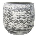 Keramik Übertopf MAIVIN, Rautenmuster, grau, 26cm, Ø29cm