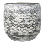 Keramik Übertopf MAIVIN, Rautenmuster, grau, 22,5cm, Ø24cm