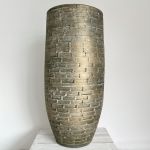 Retro Keramikvase AGGELOS, Maueroptik, creme-grün, 50cm, Ø26cm