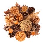 Herbstliche Streudeko YIDU, Tannenzapfen, Trockenzweige, braun-orange-grün, 250g