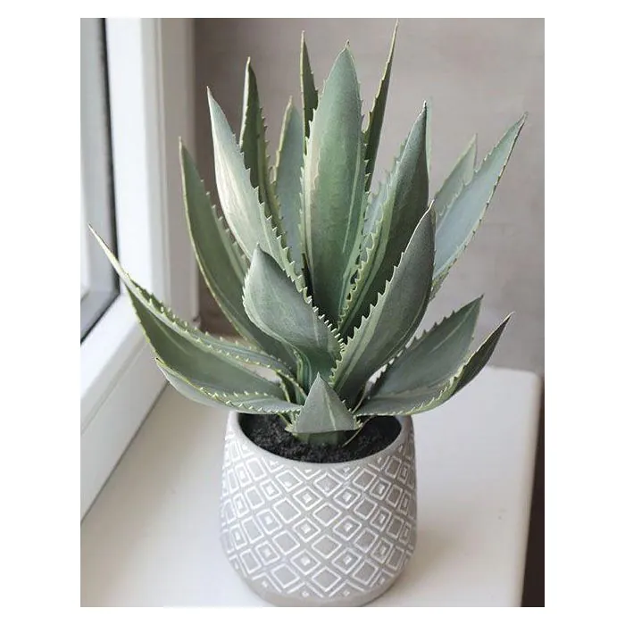 Agave americana Kunstpflanze HEDI im Terracotta Topf, grn, 35cm