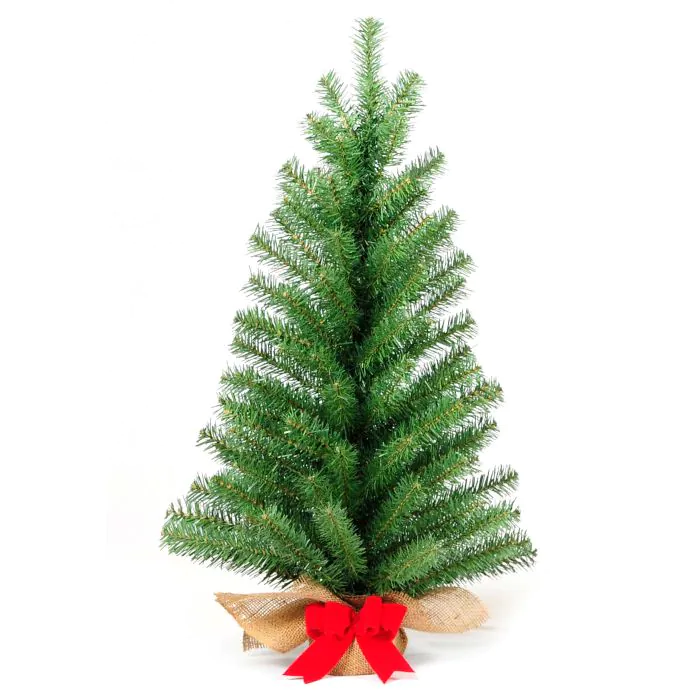 Kunst Tannenbaum ATHEN, Jutesack, rote Schleife, 60cm, Ø22cm