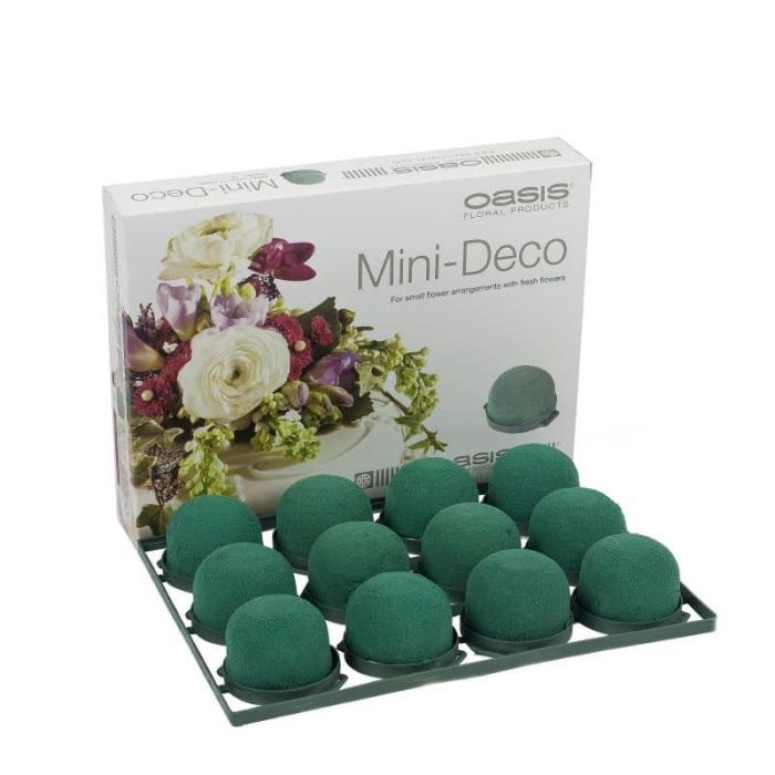 OASIS® Ideal Nass Steckschaum Rund für Gestecke, in Papercompound Schale, Klebepad, 12 Stück, grün, 3,5cm, Ø5cm