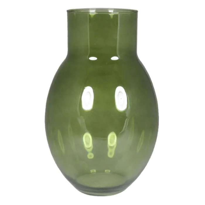 Große Deko Blumenvase AFRODITA, Glas, grün-klar, 40cm, Ø22cm