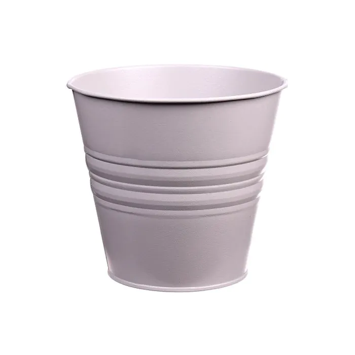 Runder Pflanztopf MICOLATO mit Rillen, Zink, taupe, 16cm, 18,5cm