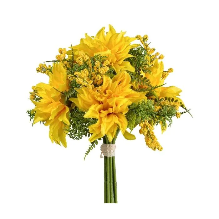Künstlicher Blumenstrauß Dahlie BILMA mit Beeren, gelb, 30cm