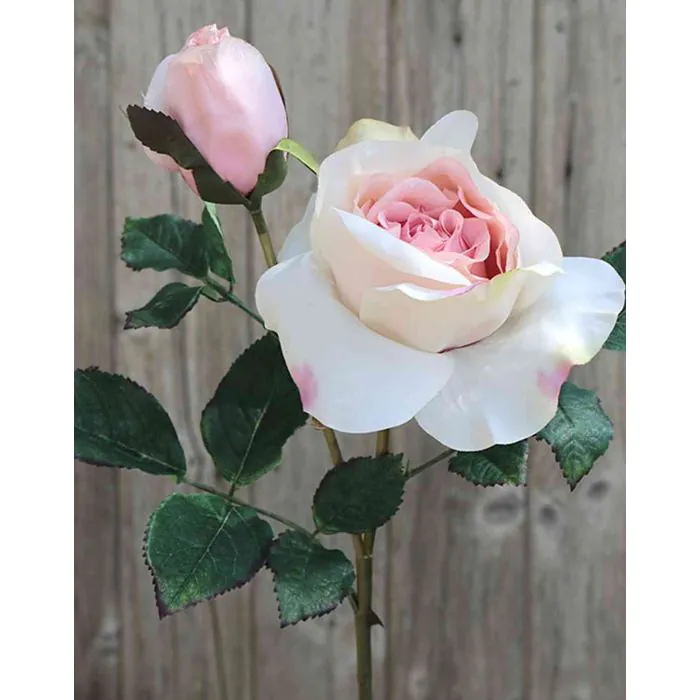 Kunst Rose RIEKE, weiß-rosa, 45cm, Ø10cm