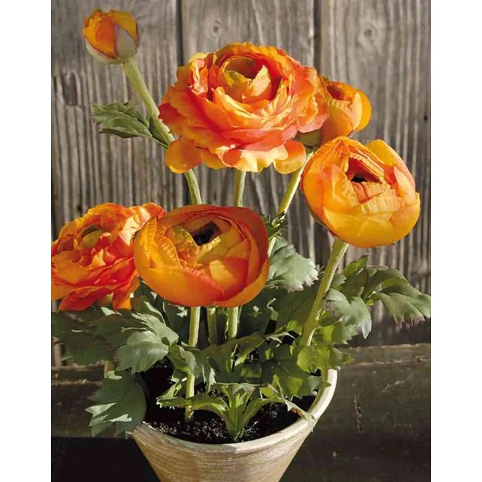 Textil Ranunkel JOSEPHINA im Topf, orange, 30cm