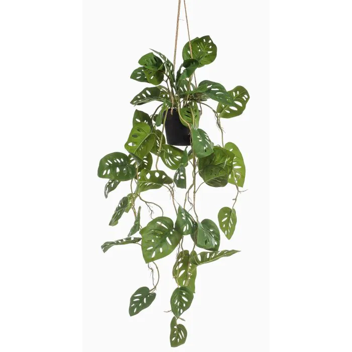 Kunstpflanze Philodendron Monstera adansonii Blumenampel URCO, Dekotopf,  80cm