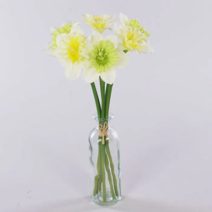 Narzissen Strauß künstlich LELA, weiß-grün, 35cm, Ø20cm