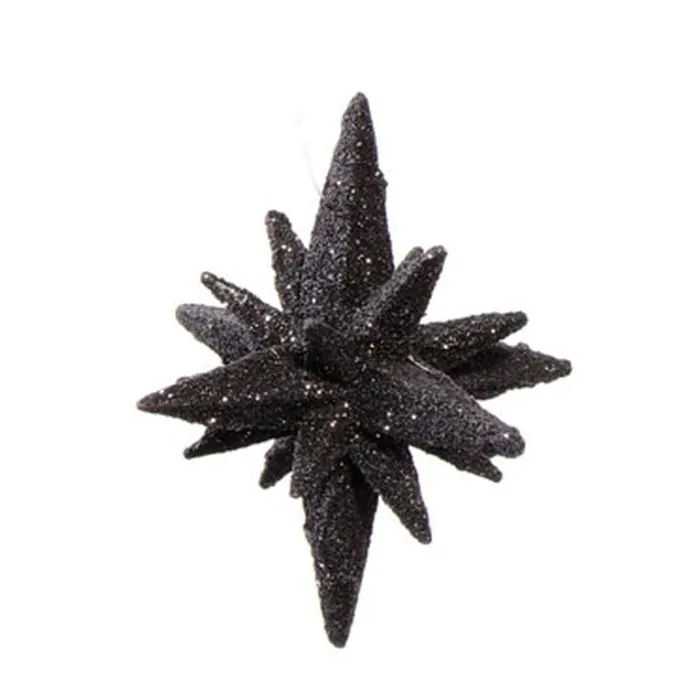 Weihnachtsstern BANDY, 3D mit Glitzer, schwarz, 7,5cm