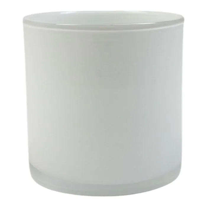 Glas Zylinder für Kerzen SANYA EARTH, weiß, 18cm, Ø18cm
